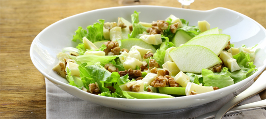 Salada Verde com Queijo de Cabra e Maça Verde